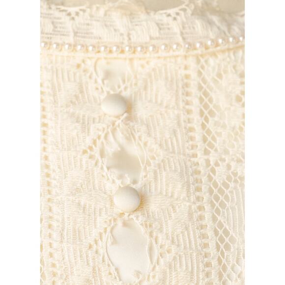 Vintage c. 1970 Emma Domb Boho Mod Prairie Victorian Lace Wedding Dress Davids - Picture 6 of 14